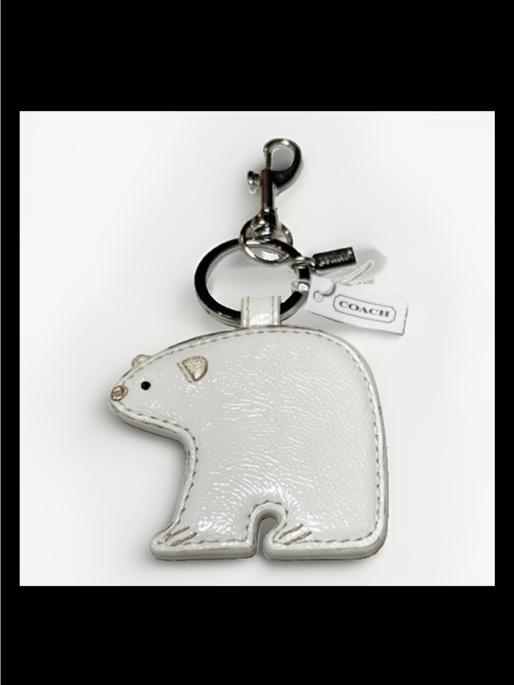 Coach White Patent Leather Polar Bear Bag Charm, 2010-Style: #66660 Limited Ed.